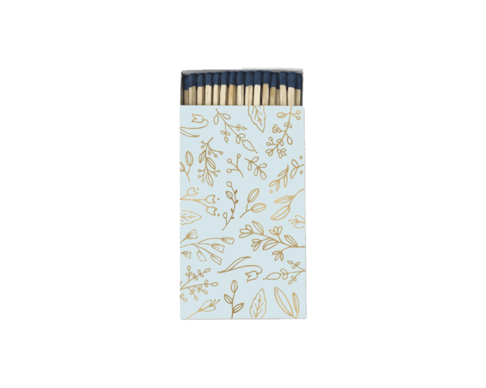 Large Match Box in Pastel Blue & Gold Foil Floral