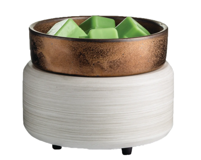 2-in-1 Fragrance Warmer in Whitewash & Bronze